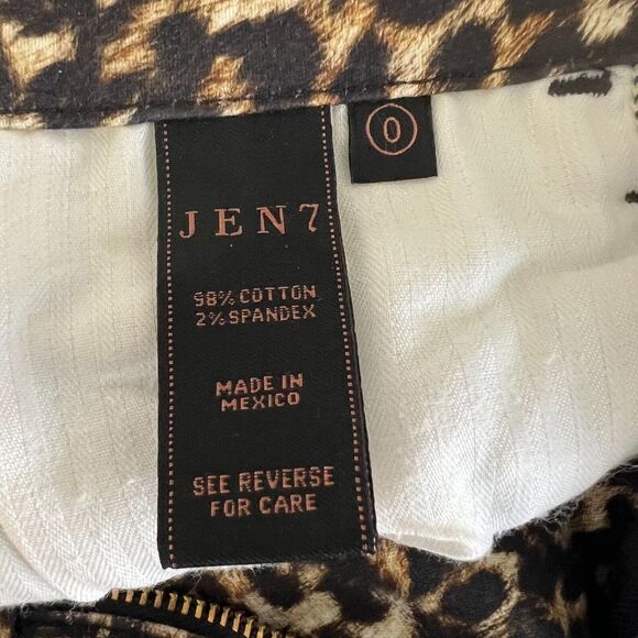 JEN7 by 7 FOR ALL MANKIND NEW! Leopard Print ANKLE SKINNY Jeans Sz 0 - Picture 2 of 9